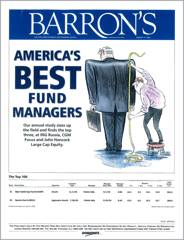 Barron's article "America's Best Fund Managers" Front Page