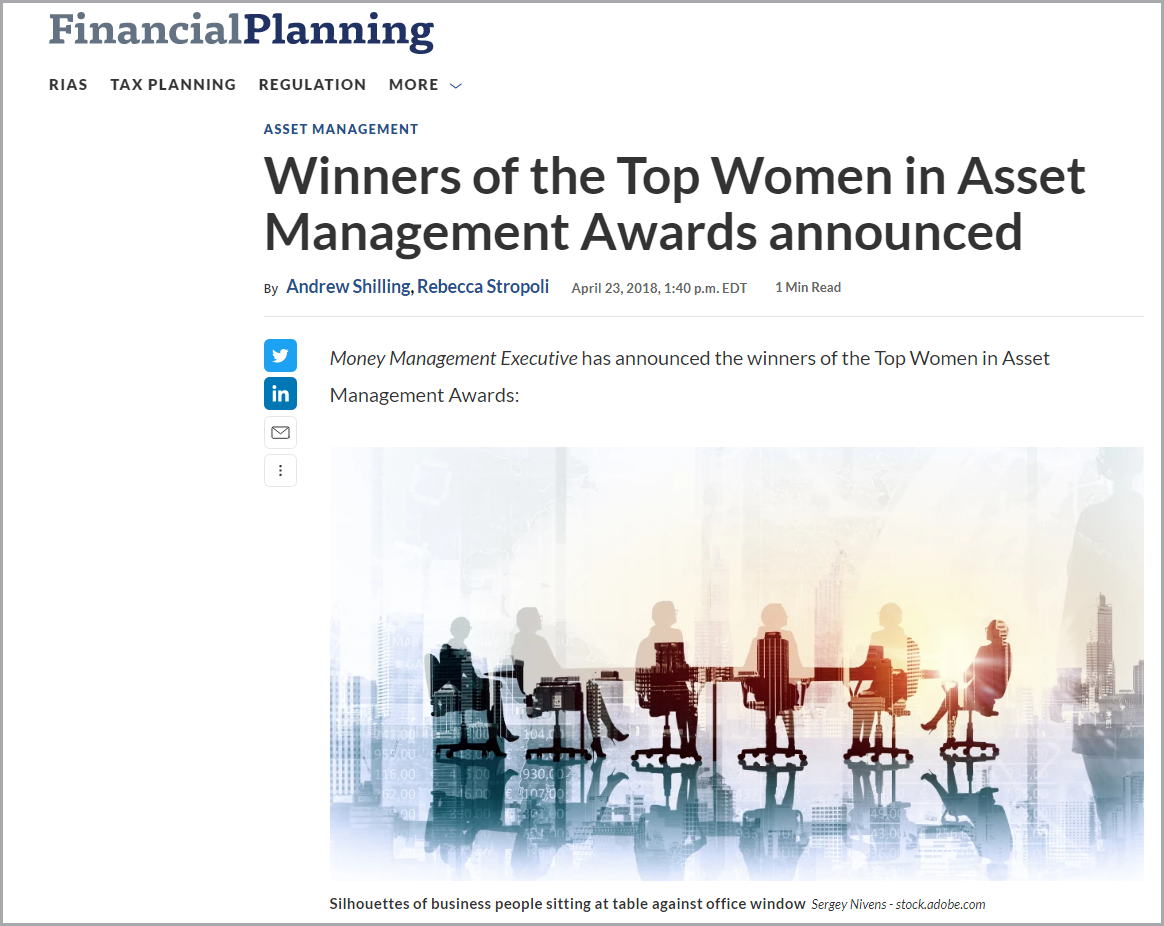 FinancialPlanning Screenshot "Winners of the Top Women in Asset Management Awards announced