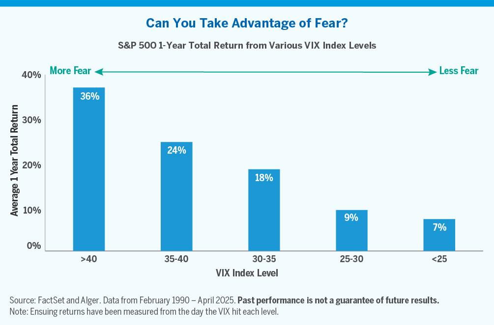 Chart showing S&P 500 1-Year Total Return from Various VIX Index Levels