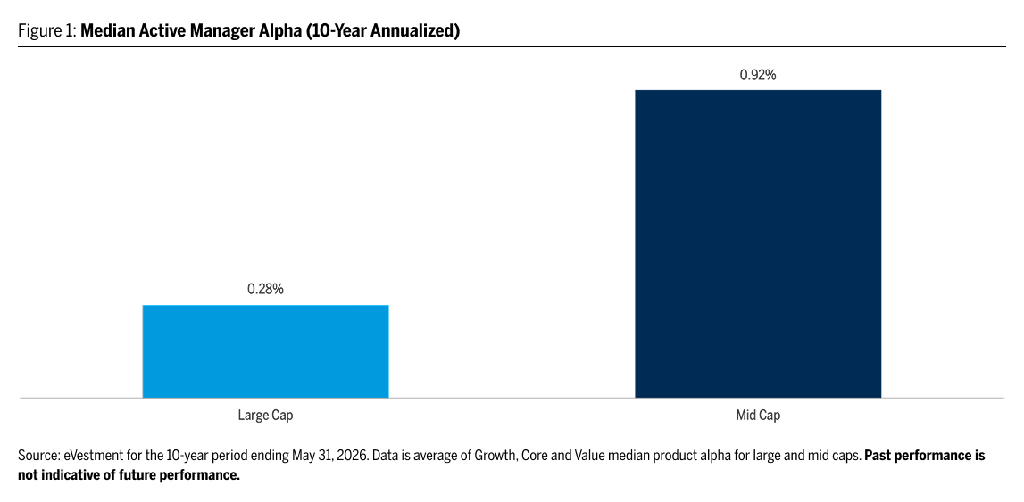 Median Active Manager Alpha (10-Year Annualized)