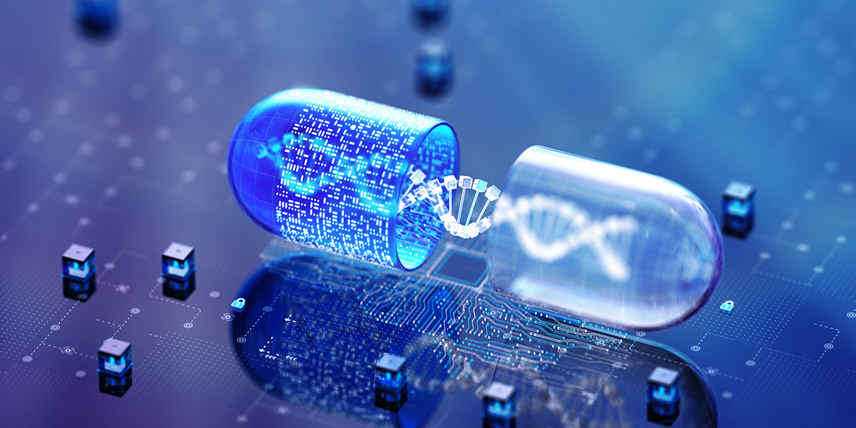 Banner with technology and pill