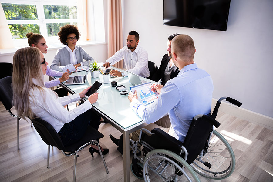 team members having a meeting