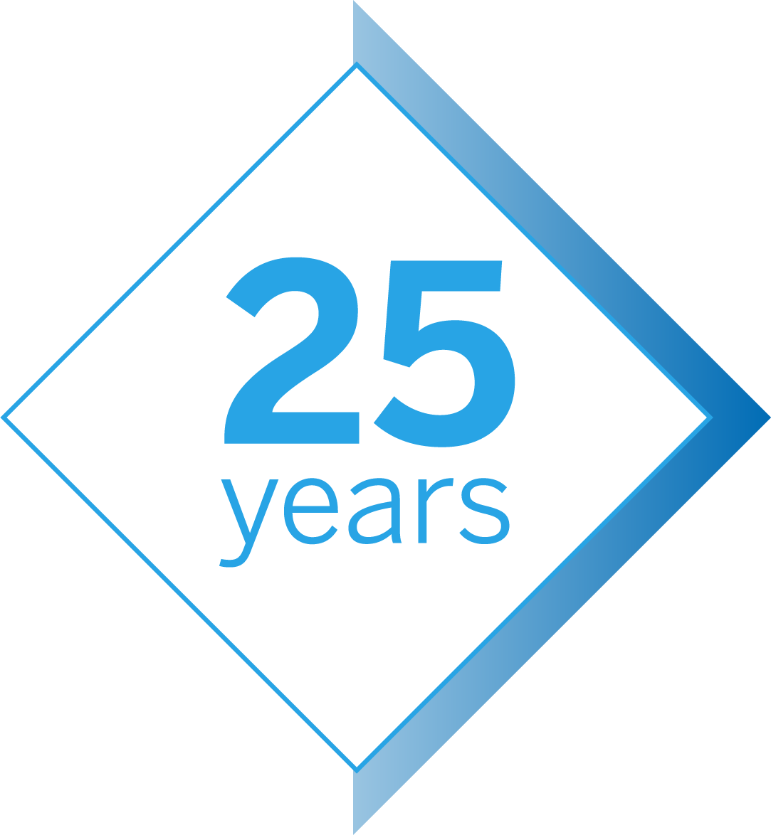 Icon that says 25 years