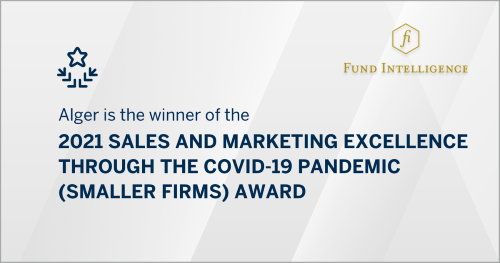 Award graphic for the Fund Intelligence 2021 Sales and Marketing Excellence Award