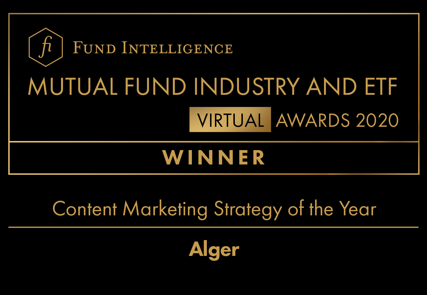 Award graphic for the Fund Intelligence Mutual Fund Industry and ETF Virtual Awards 2020